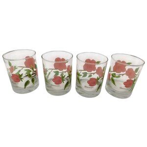 Lot of 4 Vintage Franciscan Desert Rose Double Old Fashioned Glass Tumbler 4.5"